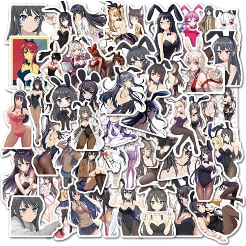 50pcs Anime Hentai Sexy Pinup Bunny Girl Waifu Stickers Laptop Skateboard Luggage Phone Guitar Decal Waterproof Sticker Kid Toys