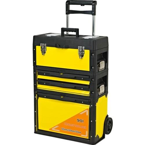 Three-layer separate portable multi-function trolley toolbox Portable hardware combination tool cart 3 colors optional ABS+ iron