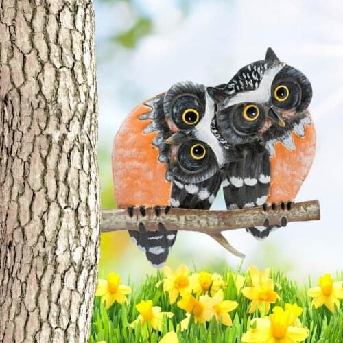 Outdoor Garden Owl Statue Metal Art Lifelike Tree Mounted Bald Eagle Sculptures Animal Decoration Landscape For Yard Art