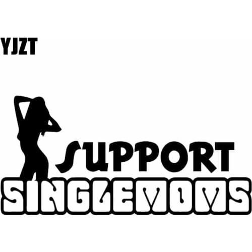 YJZT 15.2X7.2CM Cartoon Vinyl Car Sticker Decal JDM SUPPORT SINGLE MOMS Black/Silver C26-0308