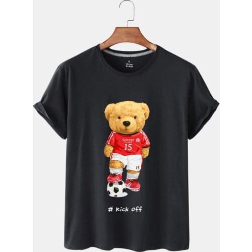 Female Short Sleeved Loose Summer T-shirt Bear Personality Fashion Breathable Print Fitness Short Sleeved T-shirt Comfort