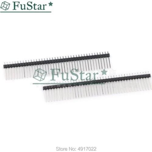 10PCS 1*40 Single Row Male Long Needle 40Pin Male Header Connector 2.54mm 1X40 19mm 21mm Height Long Breakable Pin Header Black