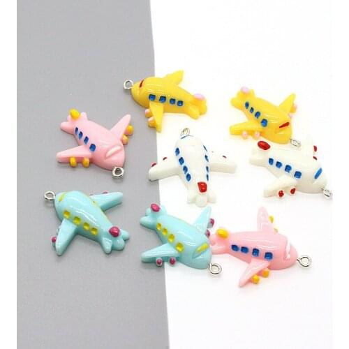 10pcs 3D Simulation Small Aircraft Resin Charms DIY Crafts Mixed Kawaii Airplane Pendants Fit Keychain Necklace Finding Jewelry