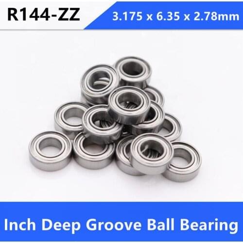 100pcs R144ZZ R144 ZZ shielded bearings inch 1/8 '' x 1/4'' x 7/64'' miniature ball bearing 3.175 x 6.35 x 2.78 mm