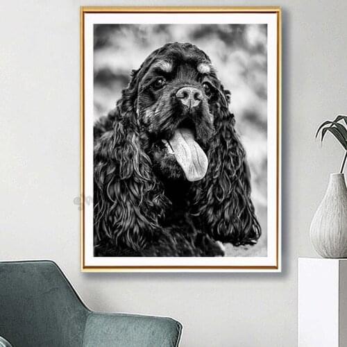 5D DIY Diamond Painting Black Cocker Spaniel Full Square Round Drill Dog Embroidery Rhinestone Cross Stitch Mosaic Decor GG5104