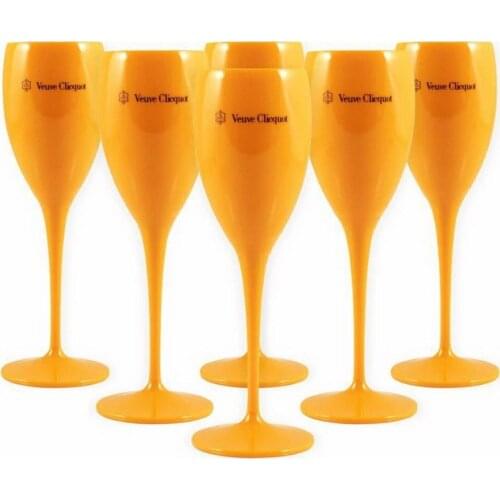 6pcs orange plastic Champagne Flutes Acrylic Party Wine Glasses