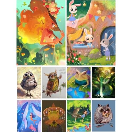 Cartoon Rabbit Owl Diy 5D Diamond Painting Full Square and Round Embroidery Mosaic Wall Art Cross Handmade Home Decoration