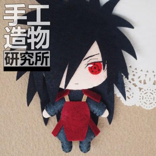 Anime Uchiha Madara 12cm Keychain Handmade Materical Package Toys Mini Doll Stuffed DIY Plush Children Birthday Gift