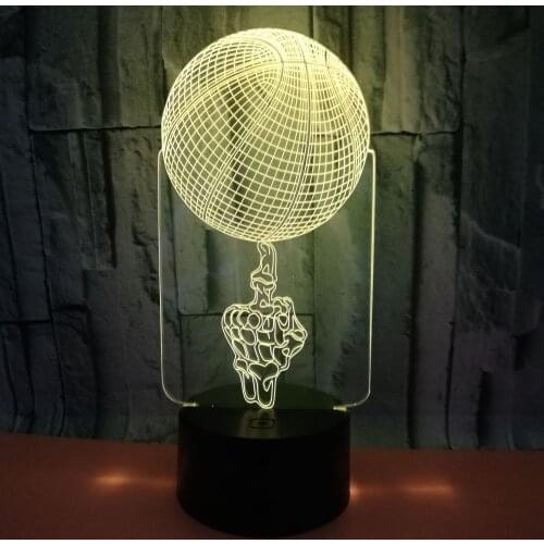 Basketball 3d Lamp Colorful Touch Led Visual 3d Ambient Table Lamps Factory Wholesale 7 Color Change Desk Lamp