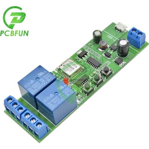 DC 5V-32V 2CH Smart Jog Inching/Self-locking WiFi Wireless Relay Module 5V 12V 24V for eWeLink App Control for Android/IOS Phone