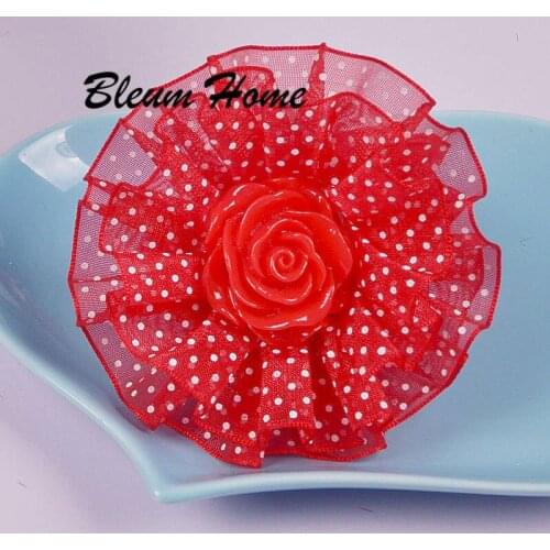 Bleum Home 2pcs girls present Ponytail hair clip Resin rosebud bud Polka Dot lace fashion headwear delicate hair Barrettes