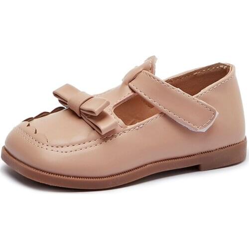 Kids Leather Shoes 2021 Spring Girls Soft Bow Princess Shoes Vintage Childrens Shoes Student Fashion New Single Shoes E617