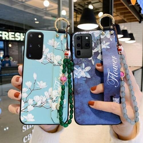 For Samsung Galaxy S10 S9 S8 S20 Plus Ultra Lite Note 20 10 Plus Lite A51 A50 A50s A30s A70 A71 40 81 41 Wrist Strap Phone Case