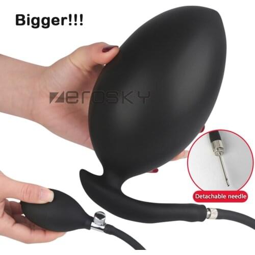 Extra-Huge-Inflatable-Male-Prostate-Anal-Butt-Plug-Dildo-Bead-Big Men-Women-Toy Expandable Pump Anus Trainer Toy Gay