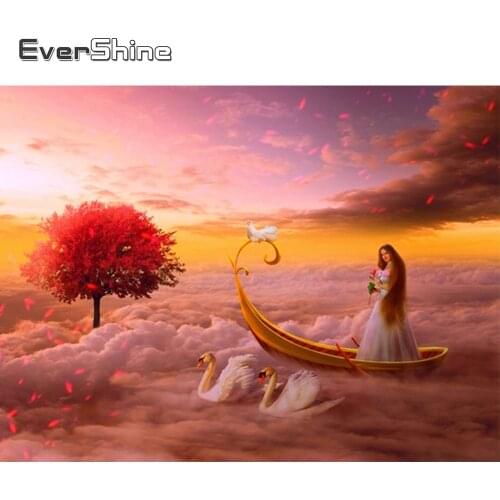 EverShine Diamond Mosaic Portrait Cross Stitch Diamond Embroidery Swan Rhinestone Art Painting Animal Full Square Handmade Hobby