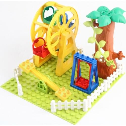 Diy Big Size Building Blocks Happy Family Sets Figures Paradise Accessories Ferris Wheel Bricks Compatible with Kids Toys Gifts