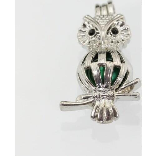 Pretty Owl Silver Cage Pendant 20pcs Gift Love Wish Pearl Pendant Styes (No Pearl,Only Pendant) Pearl Cage Pendant PJW171