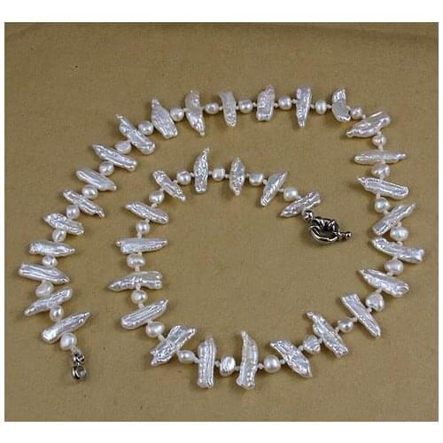 Unique Pearls jewellery Store,Natural Color White Baroque Freshwater Pearl Necklace,Charming Women Gift