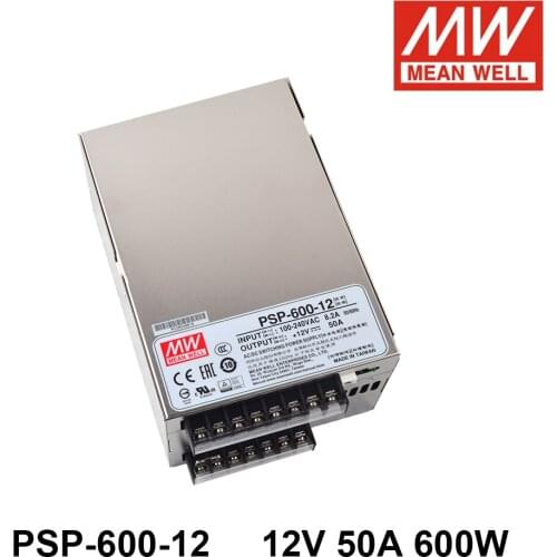 Mean Well PSP-600-12 88-264V AC TO DC 12V 50A 600W Single Output Switching Power Supply with PFC and Parallel Function