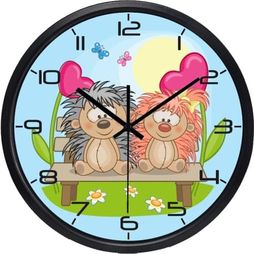 Cartoon Hedgehog Popular Non-Ticking Kid Room Wall Clock Durable Color Art Cute Watch