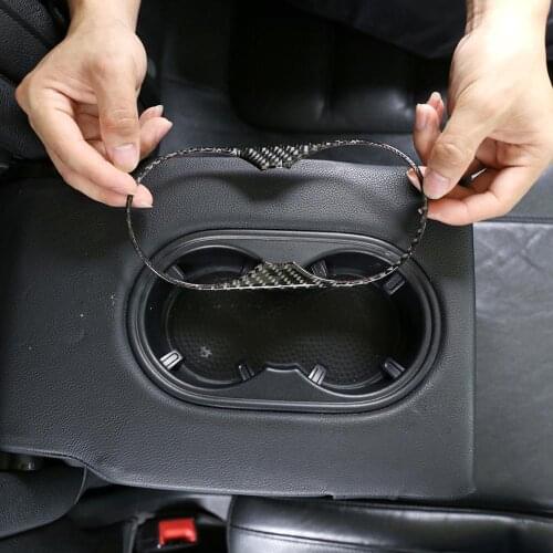 Real Soft Carbon Fiber Interior Sticker Rear Seat Water Cup Holder Cover Trim for Volkswagen Touareg 2011-2018 Model Accessories
