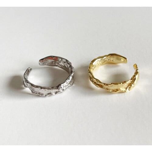 Genuine 925 Sterling Silver Adjustable Rings for Women Teen Girls Irregular INS Chic Korean Fashion Minimalist Jewelry