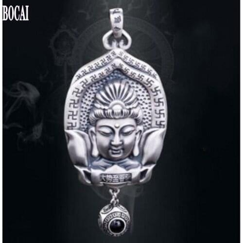 New S999 silver zodiac patron saint 925 sterling silver natal Buddha necklace nano micro-carving, projection creative pendant