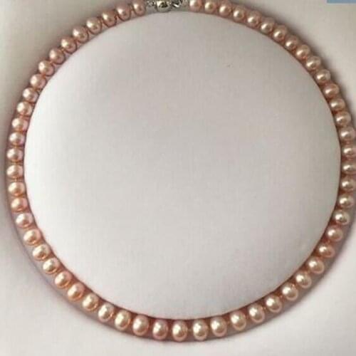 Charming 18"8-9mm genuine south sea pink pearl necklace