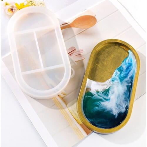 Oval Plate Silicone Mold Dish Ashtray Coaster Mould Diy Jewelry Storage Tray Resin Tool Home Decoration