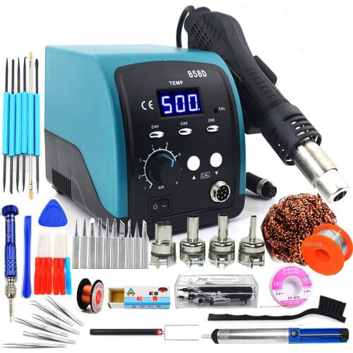 750W 858D hot air gun LED Digital BGA rework Lead-free soldering station SMT desoldering station 220V / 110V Temperature storage