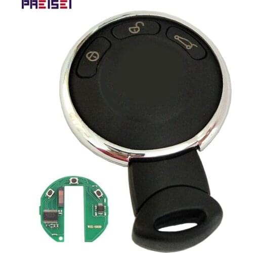 PREISEI 3 Button Car Smart Remote Key For BMW Mini Cooper Uncut Blade Replacement 868MHZ