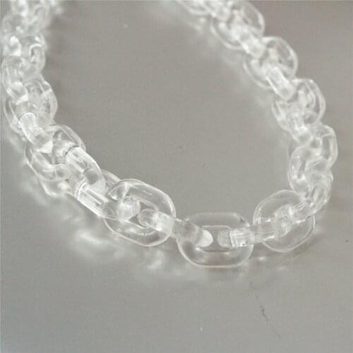 60pcs Clear White Oval Acrylic Chain Links, Transparent Open Plastic Necklace Chain Links,Size 20mmx15mm S2