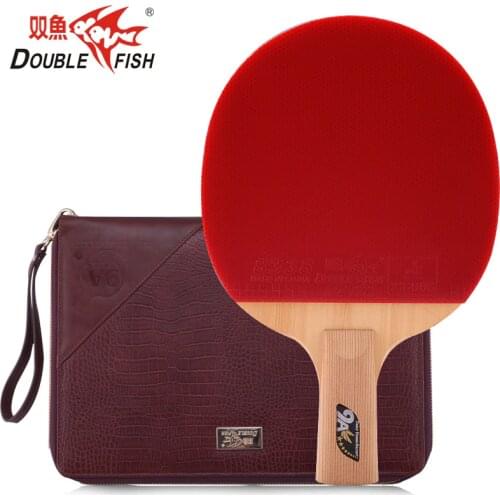 Genuine Double Fish 9A Carbon Fiber Table Tennis Bat Ping Pong Racket loop with quick attack pimples in with leather bag