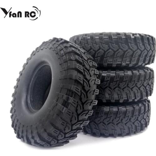 Yfan Rc 4 Pcs 114MM 1.9" Rubber Tyre Wheel Tires for 1:10 RC Rock Crawler Axial SCX10 SCX10 II 90046 90047 Traxxas TRX-4 TRX4