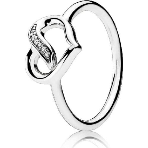 Seialoy silver plated Heart Ribbon Rings For Women Girls Original Fine lover Wedding Jewelry Anniversary Rings
