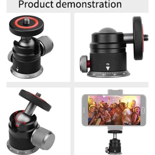 360 Degree Tripod Ballhead Light Stand Aluminum Alloy Tripod Ball Head Mount for DSLR Camera Mobile Bracket Holder
