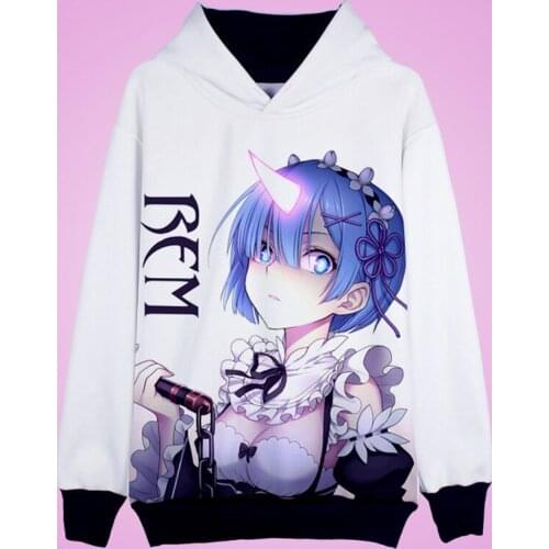 New Re:Zero kara Hajimeru Isekai Seikatsu Hoodie Men Anime Emilia Rem Hooded Men Casual cotton Fall / Winter warm Sweatshirts