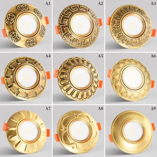 European Luxury 5W Copper COB led Downlight Smallpox Embedded Vintage Pure Copper LED Spotlight for Livingroom Hotel Corridor