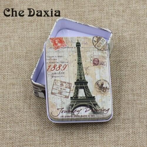 Sold by piece) 9cm*6.5cm*2.5cm Retro Style Tower pattern Iron box For Gift Boxed Jewelry Carrying Cases