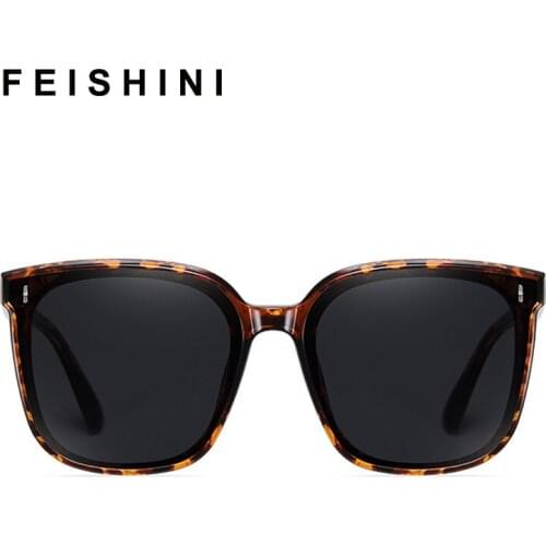 Feishini 2021 Brand Designer Unisex Sunglasses Polarized Women White Fashion Korea Sun Glasses Plastic Square Stylish Shades