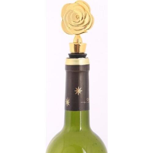 Gold Rose Wine Stoppers in Gift Boxes Rose Flowers Wine Bottle Stopper Party Favors Wedding Giveaways LX7562