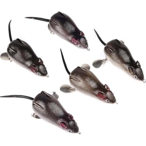 1 Pcs 3D Eyes Sound Bells 7cm/17.4g Black Soft Mouse Bait for Snakehead Bass Fishing Baits Artificial Baits Sports Accessories