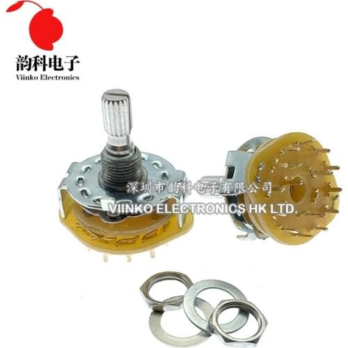 1pc RS25 Band switch 1P11T 2P4T 2P5T 2P6T 3P3T 3P4T 4P3T Rotary Switch Selector Band Knurl Shaft Panel Mount
