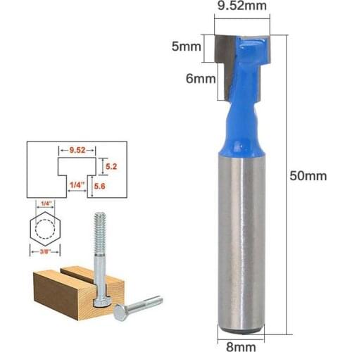 1pcs 3/8 Inch T-Slot Cutter 1/4 Inch Shank Steel Handle Milling Woodworking Router Bit DIY Hardware Tool