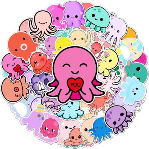10/30/50PCS Cartoon Octopus Cute Graffiti Pink Sticker Laptop Phone Guitar Car Gift Toy Waterproof Sticker Wholesale