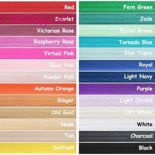 BRISTLEGRASS 100 Yard by Roll 1" 25mm Solid Shiny FOE Fold Over Elastics Spandex Satin Bands Headband Hair Tie Dress DIY Sewing