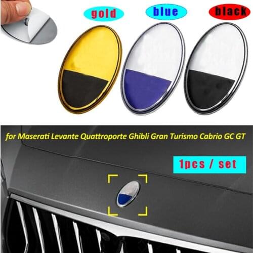 7.5*4.5CM 1pcs Car Front Hood Emblem Badge Decals Stickers for Levante Quattroporte Ghibli Gran Turismo Cabrio GC GT