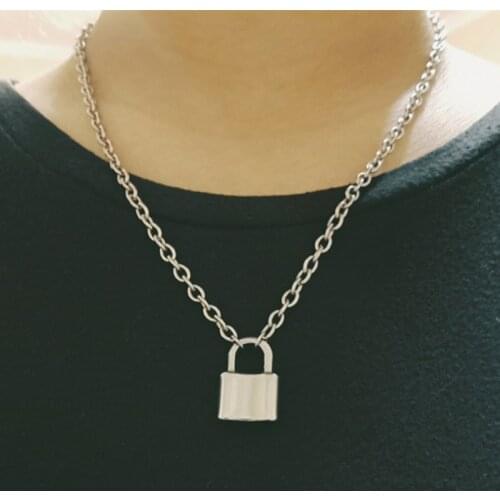 BFF Jewelry PadLock Pendant Necklaces Link Chain Lock Necklaces Men Collar Ras Du Cou Collier Femme Women Graduate Gift