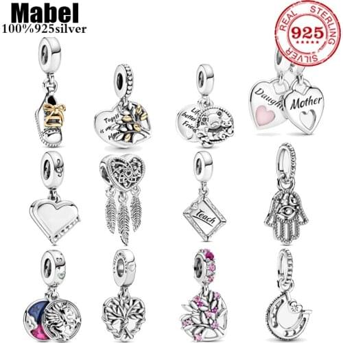 New i love mom love pink white spcer coffee cup Bead fit original Pandora charms silver 925 Bracelet for women fashion jewelry