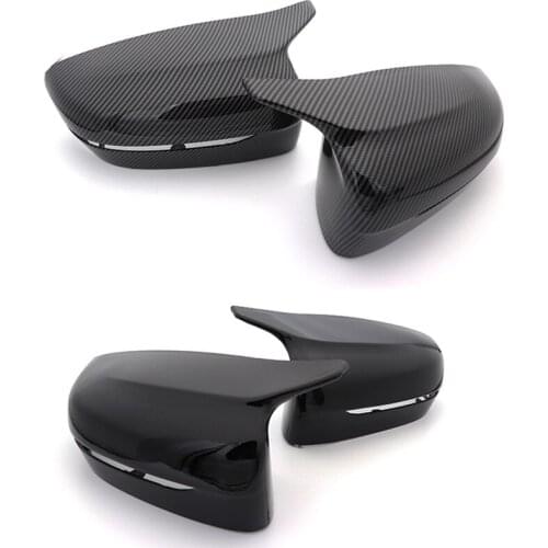 2Pcs Black Side Mirror Cover Cap Rearview Cap Shell For BMW 7 series G11 G12 16-18 only for left hand drive